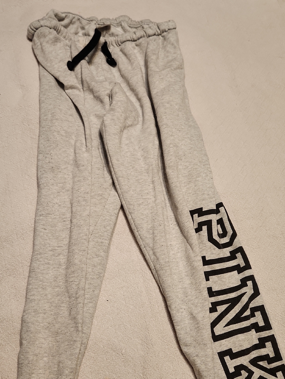 PINK Victoria's Secret Light Gray Jogger Sweatpants with Black Logo